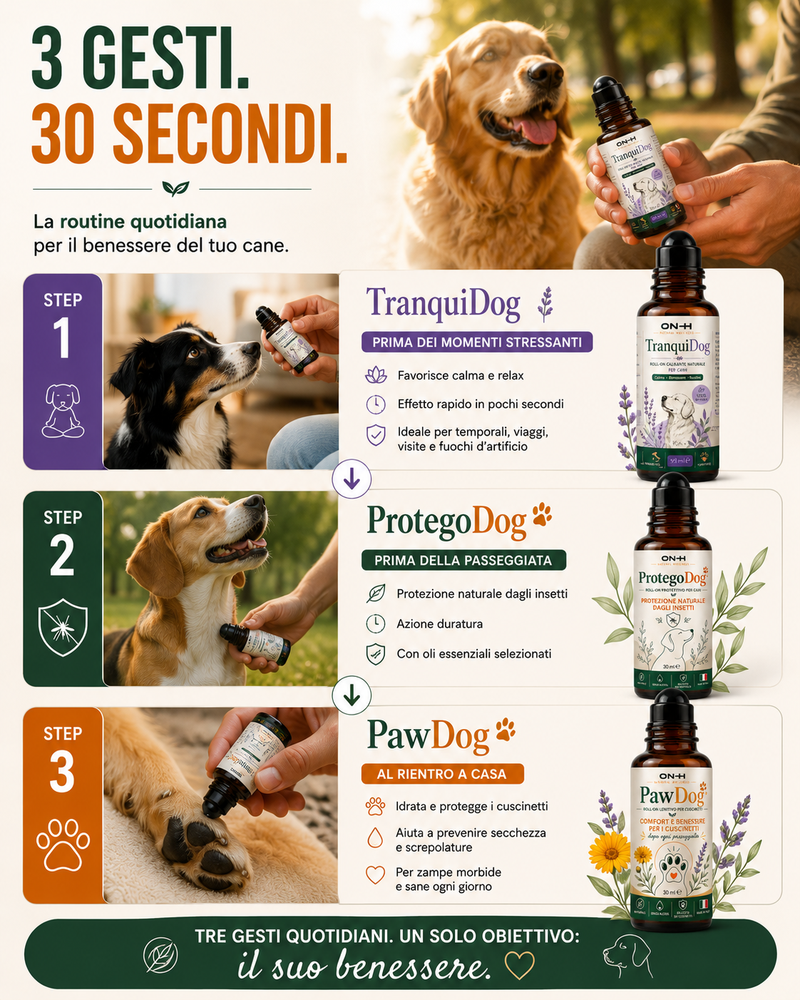 ON-H Dog Daily Routine | Tre gesti quotidiani. Un solo obiettivo: il suo benessere.