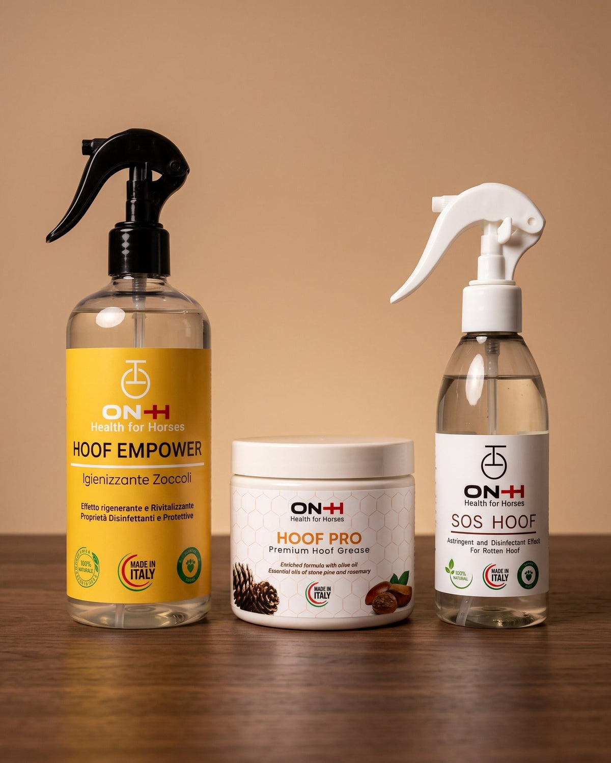 Kit Cura Completa Zoccoli di ON-H: Hoof Empower, Hoof Pro e SOS Hoof