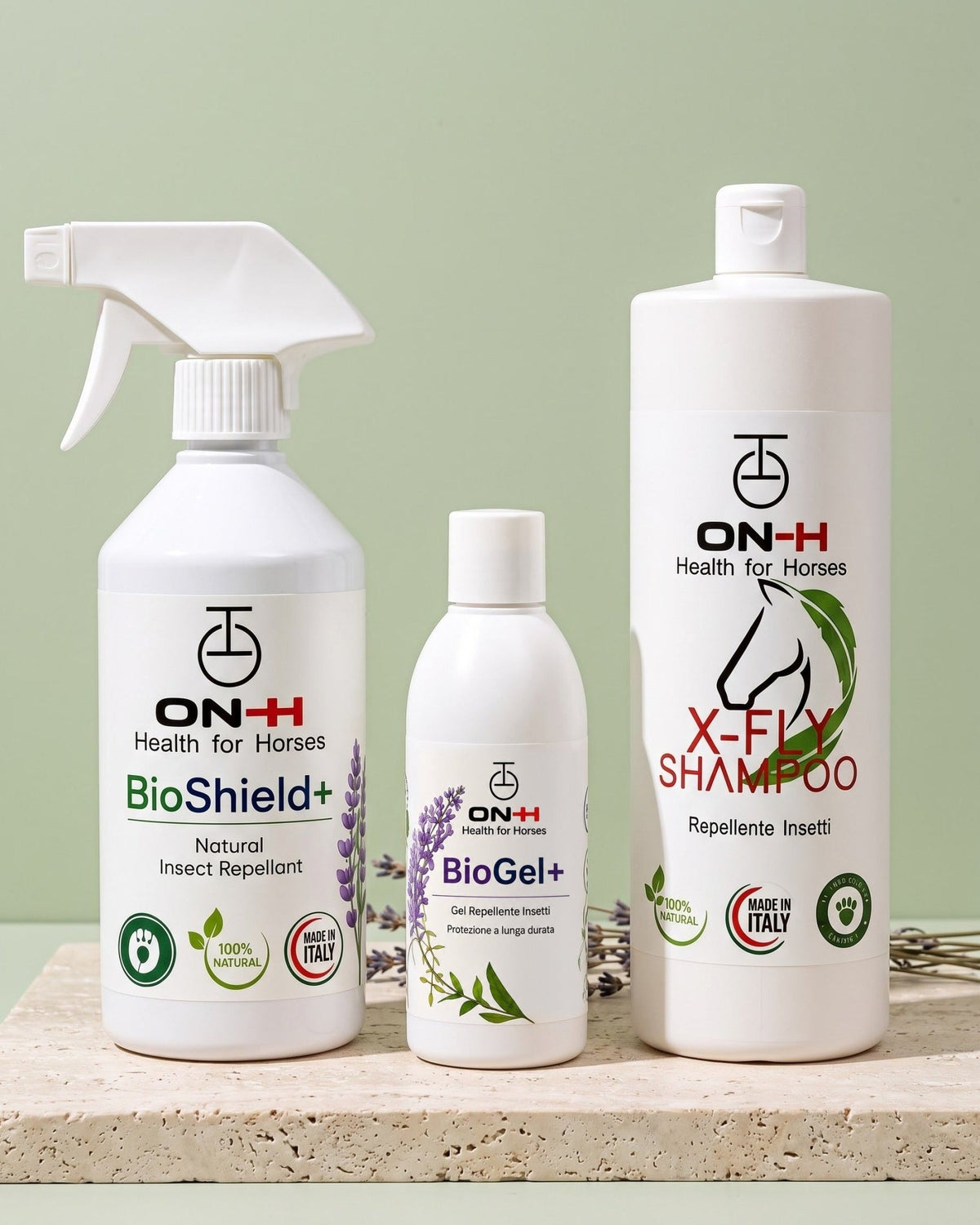 Kit Difesa Naturale Estate di ON-H: BioShield+, BioGel+ e X-FLY Shampoo